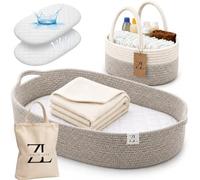 ZEAL'N LIFE Cesta Cambiadora de Bebé con Manta y Cambiador para Tocador, Portátil, Cesta de Moisés para Recién Nacidos (Marrón)