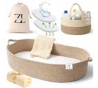 ZEAL'N LIFE Cesta Cambiadora de Bebé con Manta y Cambiador para Tocador, Portátil, Cesta de Moisés para Recién Nacidos (Marrón)