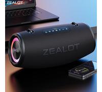 Zealot-S87 Altavoz Bluetooth Inalámbrico Portátil, Potente Sonido Estéreo de 80W, Subwoofer, Caja de Sonido Impermeable para Exteriores Black