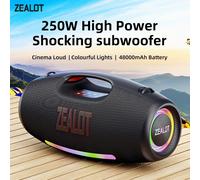 Altavoz Bluetooth portátil ES-Zealot-S89, 250 W, modelo StormBox, con subwoofer, para uso en exteriores, certificación IP67, ideal para fiestas, 20 horas de reproducción, con luces LED. Negro