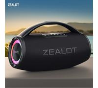 ZEALOT-S97 Altavoz Bluetooth de Alta Potencia de 80W, Portátil, con Luces RGB de Colores, Resistente al Agua, Subwoofer Inalámbrico, Sonido Envolvente Estéreo 360, TWS, FM Black