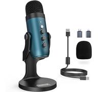 zealsound Micrófono de Condensador, Asmr micrófono, micrófonos Plug & Play para PS 4&5, Control de Ganancia de micrófono, botón de Silencio para TikTok, Podcast de Youtube en Mac y Windows (Verde)