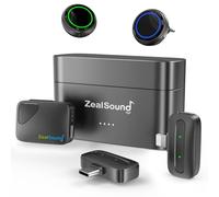 ZealSound Mini Micrófono Inalámbrico(2TX+3RX), micrófono de Solapa para *Phone *Pad cámara DSLR PC, 48 kHz/24 bits con cancelación de Ruido Activa, 300 m, 40 Horas, Hi-Fi Audio, micrófono para Vlog