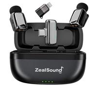 zealsound Mini Micrófono Inalámbrico Solapa para Phone 15/16 Android y PC (USB-C/Lightn-ing), 33H Duración, Reducción de Ruido, Micrófono Lavalier Inalámbrico para ASMR, Podcast, Youtube, Vlog
