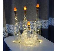 ZEARLY 10 paquetes de 20 luces LED para botellas de vino con corcho, cable plateado de 6.65 pies, luces de corcho que funcionan con pilas, para bricolaje, fiesta, Navidad, Halloween, boda