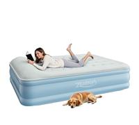 Zearna - Colchón de aire tamaño Queen con bomba integrada, colchón hinchable de 18 niveles de comodidad, cama de aire portátil con almohada de superficie mejorada, colchón inflable para camping, hogar