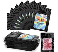 Zeawavsl 100 Por Caja Bolsas Mylar, Bolsas Con Cremallera, Bolsas Mylar Resellables. Bolsas Multiusos Resellables Para Dulces, Galletas Y Joyas. (Black, 7 * 10)