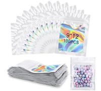 Zeawavsl 100 Por Caja Bolsas Mylar, Bolsas Con Cremallera, Bolsas Mylar Resellables. Bolsas Multiusos Resellables Para Dulces, Galletas Y Joyas. (White, 9 * 12)