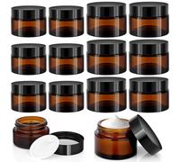 Zeawavsl 12 frascos vacíos de cristal ámbar para cremas, 20-30 ml, tarros de ungüentos para rellenar, recipientes de cosméticos