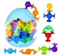 Zeawavsl 48 Piezas Juego de Ventosas para Niños, Juguetes Bañera Bebe, Juguetes de Ventosa Silicona con Huevos de Dinosaurio, Juguetes Sensoriales Interactivos para Niños 3 4 5 6 7 Años