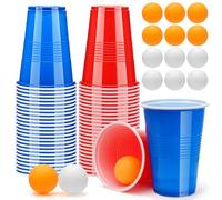 Zeawavsl Beer Pong Kit, 50 Juegos de Beber y 12 Pelotas de Ping Pong, 500ML Vasos Reutilizables, Beer Play Pong para Juegos de Beber