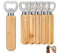 Zeawavsl Juego de Abridor de Botellas de Madera, Juego de abridor de botellas de cerveza de 6 Piezas, Abridor de botellas portátil para Hombres, Abridor de botellas de madera para bar en casa