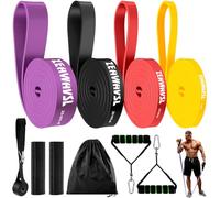 Zeawavsl Juego de Bandas de Resistencia: 4 Bandas de Entrenamiento de Fuerza con Bolsa de Transporte, Asas, Protector y Anclajes de Puerta para Fitness, Entrenamiento de Fuerza