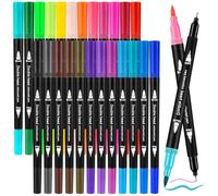 Zeawavsl Juego Rotuladores AcríLicos, 24 Colores Con Dos Puntas, Rotuladores Gruesos Y Finos, Para Bullet Journal, Letras A Mano, CaligrafíA, Manga, Tinta a Base de Agua (24)