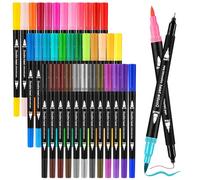 Zeawavsl Juego Rotuladores AcríLicos, 36 Colores Con Dos Puntas, Rotuladores Gruesos Y Finos, Para Bullet Journal, Letras A Mano, CaligrafíA, Manga, Tinta a Base de Agua (36)