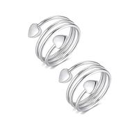 Zeayebsr 1 Pares Anillos magnéticos de Cobre para Mujeres y Hombres para Artritis Alivio del Dolor Terapia Anillos imán curación 100% Cobre Puro sólido tamaño Ajustable ，Anillos,Anillo Plata