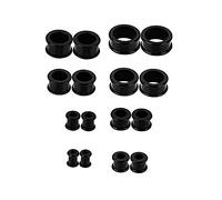 Zeayebsr 16 Piezas Expansores de Oreja de Túnel de Carne de Silicona Expansores de Piercing de Cuerpo de Enchufe,Piercing Dilatador para Hombres y Mujeres Negro
