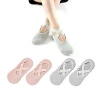Zeayebsr 2 Par Calcetines Pilates Yoga,Calcetines Antideslizantes Mujer, Yoga,Pilates Calcetines Antideslizantes Mujer pour Yoga, Fitness Antideslizantes Calcetines, con Asas y Correas, para Pilates