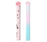 Zeayebsr 2 Piezas 15 cm gobernante, para medir, subrayar y trazar líneas claras y precisas, regla en forma de pata de gato, de plástico，regla 15 cm escolar，reglas，regla flexible