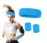 Zeayebsr 3pcs cinta pelo deporte niño,muñequera deportiva,cinta pelo mujer,Deportes Diadema Muñequera Set Suave Algodón Deportes Sudor Toalla para Hombres Mujeres Fitness Tenis Fútbol Accesorios