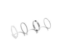 Zeayebsr 4 Piezas Anillos Mujeres Acero Inoxidable 1MM Delgado Nudillo Anillo Midi Twist Anillo Plata Apilable Minimalista Pulgar Banda Anillo Set para Mujeres Niñas,Anillos de Plata