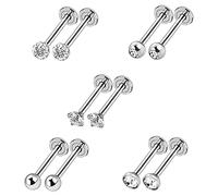 Zeayebsr 5 pares Acero Inoxidable Piercing Hombre Señoras Oído Cartílago Piercing Oído Piercing Labio Piercing Set Tragus Piercing