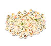 Zeayebsr 50 Pcs Botones de Madera Naturales, Handmade With Love, para Costura, Decorativos Hechos a Mano, Pequeño Botón Redondo