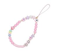 Zeayebsr Cadena de teléfonos celulares de teléfono celular Anti-Pérdida Vintage Nuevo Acrílico Sonrisa Estrella Pearl Cadena recta Colorida Correa Teléfono Cadena Cadena Cadena Colgante Para Mujeres
