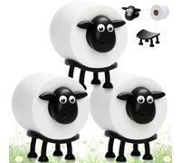 Zeaying 3 Piezas Ovejas Soporte para Papel Higiénico, Portarrollos de papel higiénico de oveja, Unidades Sheep Toilet Roll Holder, Conviene Mesa Cocina Lavabo Baño, No incluye pañuelos de papel(Negro)