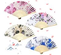 Zeaying 4 Piezas Abanicos de Mano Plegables para Mujer, Abanicos de Madera, Abanicos Tradicionales de Estilo Chino para Novia Invitados Boda Fiesta Baile Arte para Verano Regalos y Decoración de Pared