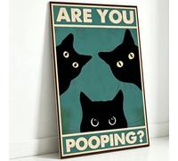 Zeaying Are you pooping Cartel de Baño Divertido Cartel de Chapa Gato Retro Letrero de WC Divertido para Casa Bar Restaurante Cafetería 30x20 cm Regalos Graciosos Para Amantes de Gatos