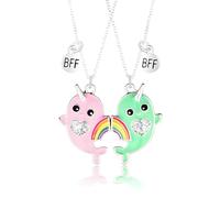 Zeaying Cadenas Bff para 2, con colgante de delfín, colgante de corazón, collar magnético, regalo para la novia, joyería personalizada, regalos de San Valentín, regalos en forma de corazón