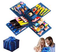 Zeaying Caja Sorpresa Regalo de Cinco Capas, Caja Sorpresa de Dulces Reutilizable, Diy Explosión Caja de Regalo, Adecuado para Navidad, cumpleaños, aniversarios, bodas, día de San Valentín (Azul)