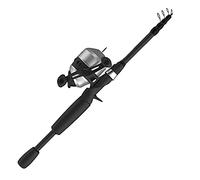 Zebco 33 Spincast - Combo de Carrete de Pesca telescópica y caña de Pescar, Extensible de 22.5 Pulgadas a 6 pies, Carrete antirretroceso Quickset tamaño 30 con Alerta de mordida, Plateado/Negro