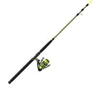 Zebco Big Cat - Combo de Carrete Giratorio y caña de Pescar, caña de Pescar de 2 Piezas de 7 pies, Pila de Arrastre Multicapa, preenrollado con línea Zebco de Alta Visibilidad de 25 Libras, Carrete