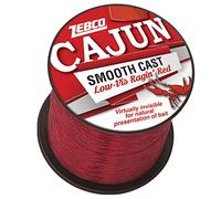 Zebco Cajun Smooth Cast - Línea de Pesca de monofilamento Fundido, Carrete Rojo de Baja Visibilidad, 1,450 Yardas, 10 Libras, prácticamente Invisible, presentación Natural