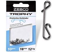 Zebco Calidad Trophy - Conector sin Nudos, Accesorios de Pesca, Accesorios de Pesca, Varios Accesorios, Longitud: 16 mm, 8 kg, 10 Unidades