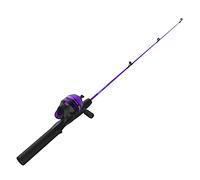 Zebco Dock Demon Spincast - Combo de Carrete y caña de Pescar, caña de Fibra de Vidrio Duradera de 30 Pulgadas, Carrete de Pesca antirretroceso Quickset, Color Morado