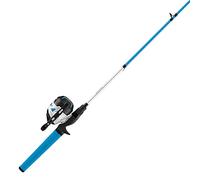Zebco Roam Spincast - Combo de Carrete y caña de Pescar, caña de Fibra de Vidrio de 2 Piezas de 6 pies con Mango de caña ComfortGrip, Carrete de Pesca Totalmente metálico con pomos de Mango Suave al
