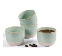 ZEBERBO Juego de 4 tazas de café espresso de cerámica de doble pared para tazas Nespresso, tazas de café Demitasse esmaltadas especiales para máquina (verde)