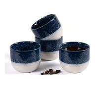 ZEBERBO Juego de 4 tazas de café espresso de cerámica de doble pared para tazas Nespresso, tazas de café Demitasse esmaltadas especiales para máquina (azul)