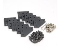 Zeberoxyz 10 placas de soporte de esquina en forma de L negras placa de placa de junta de 90grados de 5orificios para de perfil de aluminio de la serie 2020(10piezas negro-L con tuerca)
