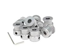 Zeberoxyz 10 unids/set GT2 polea rueda 20 dientes 6,35 mm diámetro aluminio correa dentada polea loca para impresora 3D 6 mm ancho correa dentada (20T-6,35 mm agujero-plata)