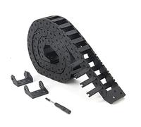 Zeberoxyz Cadena de arrastre de 15 x 30 mm, longitud de 1 metro, tipo abierto, de plástico negro, flexible, soporte R28 con 1 kit de conectores de extremo (15 mm x 30 mm, abierto exterior)