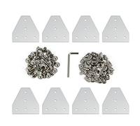 Zeberoxyz Placa de soporte de esquina en forma de T de plata con tornillos y tuercas en T, placa de junta de 5 agujeros de 90grados para perfil de aluminio serie 3030(serie 3030 plata T con tuerca)