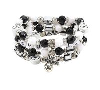 ZEBKEL 4 Pcs Pulseras de Cuentas de Fútbol con Colgantes Football y Corazón, Pulsera Elástica Deportiva para Mujer y Niña, Regalos de Fútbol para Fans