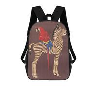 Zebra And Parrot Mid Century Mochilas Infantiles Mochila Escolar Impresa En 3D Para Niños Mochilas De Viaje Bolsas Para Libros Para Niños 17inch Mochila Escolar
