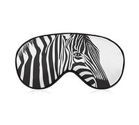 Zebra Animal Head Sleep Mask Blindfold Black and White Animal Ajustable Super-Smooth Soft Eye Mask Cover para Hombres Mujeres Viajes y siesta