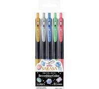 Zebra Bolígrafo de gel Sarasa Clip 0.5mm Deco Shine Color, 5 colores Set (JJ15-5C-SH)