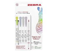Zebra Bolígrafos MILDLINER de doble punta, rotuladores de punta de fieltro para adultos, punta redonda y punta de pincel para estilo y comodidad, bolígrafos para colorear Mildliner de doble extremo,